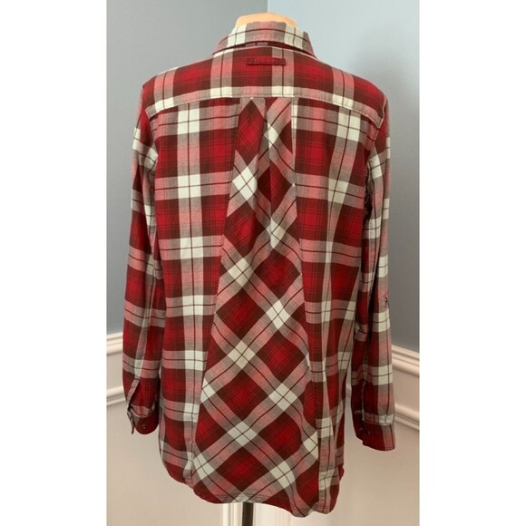 Duluth Trading Shirt Womens L Plaid Flannel Tunic Snap Tab Long Sleeve Pullover - Picture 3 of 11